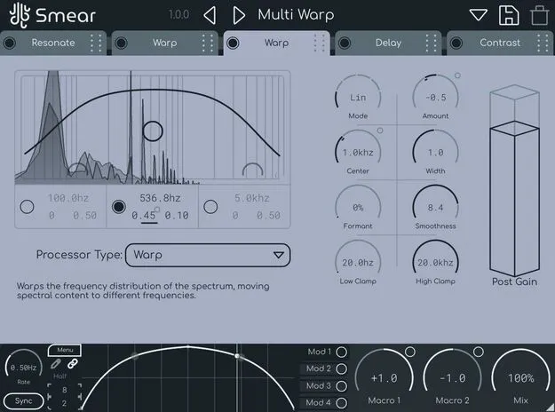 Smear spectral multi-effect plugin interface by Lese