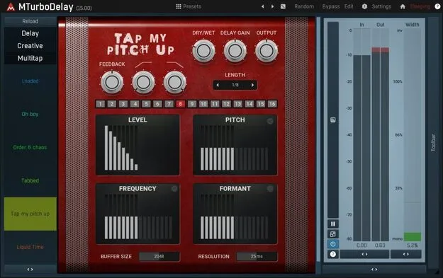 MTurboDelay by MeldaProduction delay plugin interface