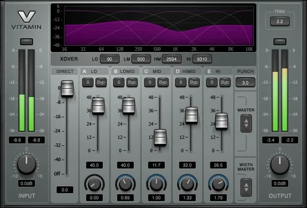 Vitamin Sonic Enhancer by Waves multiband enhancer plugin interface