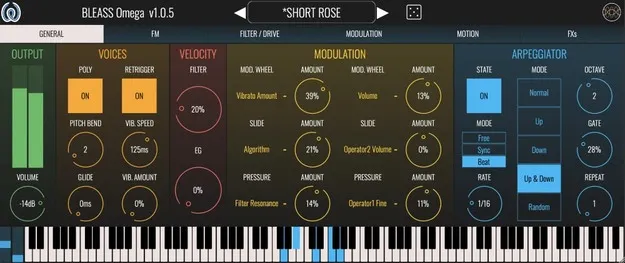 BLEASS Omega Synth FM synthesizer plugin interface