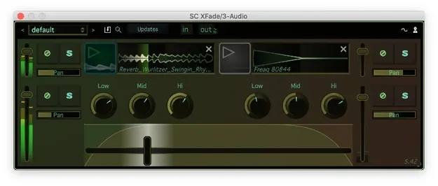 XFade by Stagecraft Software crossfader plugin interface
