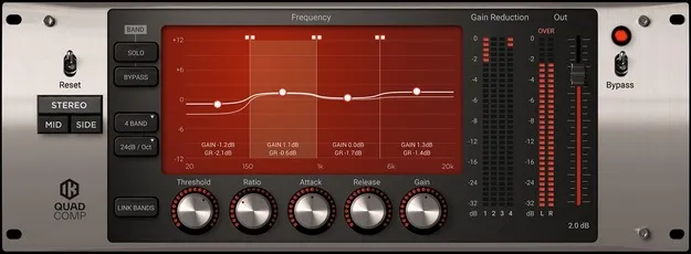 Quad Comp by IK Multimedia multiband compressor plugin interface