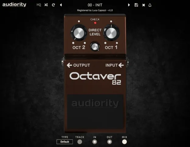 Octaver 82 by Audiority monophonic octaver plugin interface