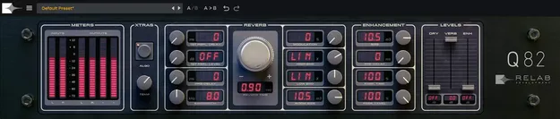 Q82 reverb plugin by Relab Development interface