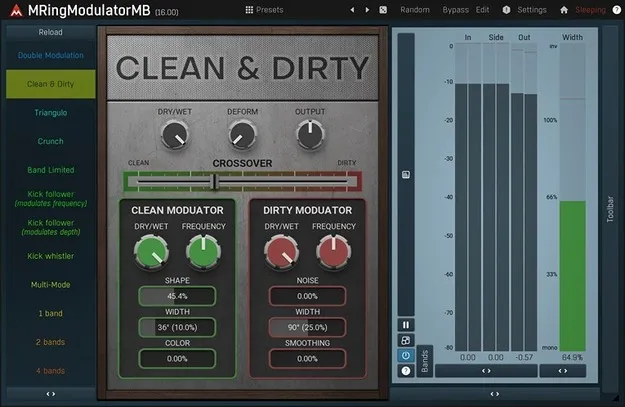 MRingModulatorMB multiband ring modulator plugin interface by MeldaProduction