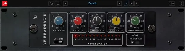 VP Brainiac II VCA compressor plugin interface by Antelope Audio