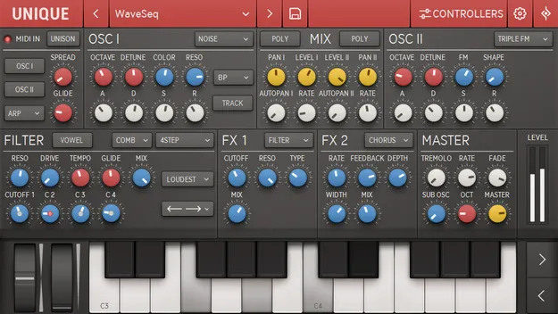Unique by Sugar Bytes synth plugin interface
