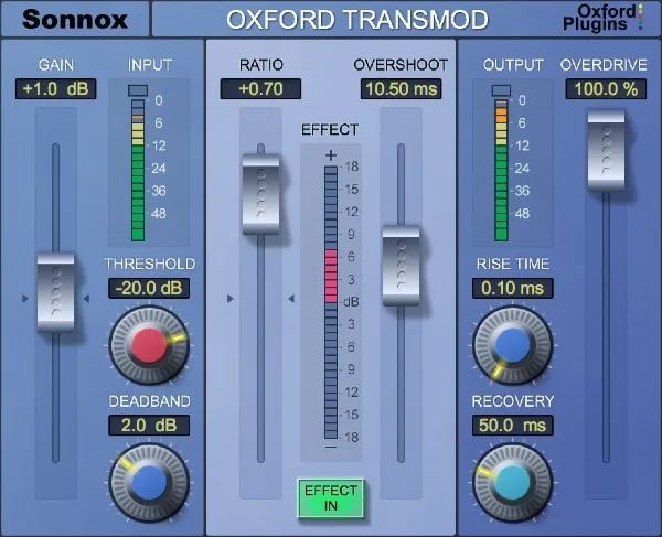 Oxford TransMod by Sonnox transient shaper plugin interface