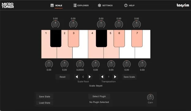 MicroToner by TAQS.IM MIDI scale converter plugin interface