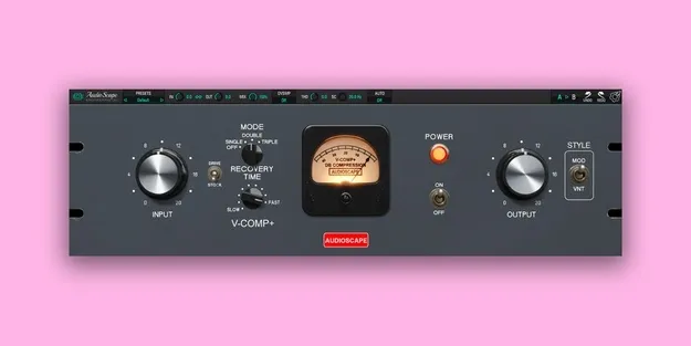 V-Comp vari-mu compressor plugin interface by Kiive Audio
