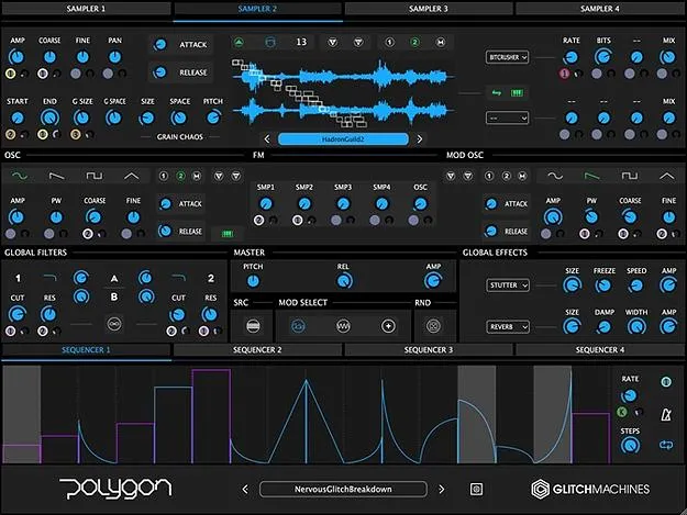 Polygon 2 by Glitchmachines granular sampler plugin interface