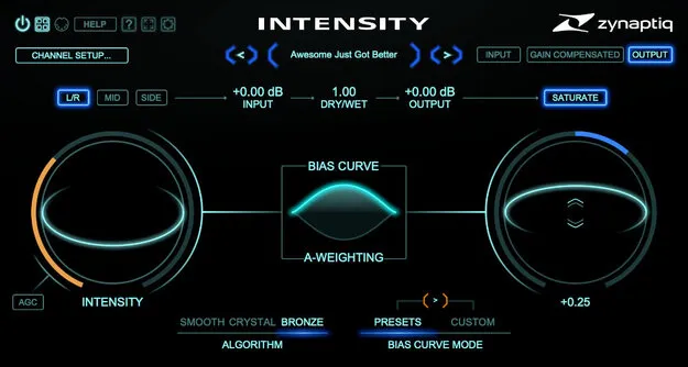 INTENSITY 2 dynamics processor plugin interface by Zynaptiq