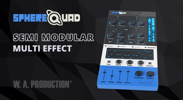 SphereQuad semi-modular multi-effect plugin interface by W. A. Production
