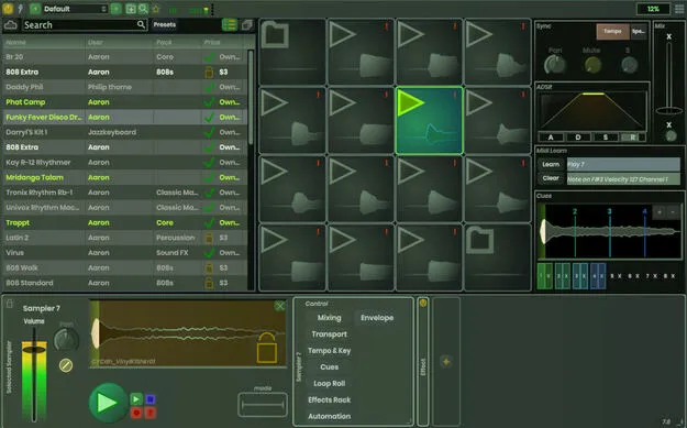 Armory drum machine plugin interface by Stagecraft Software