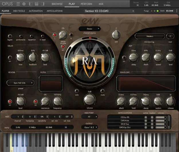 RA virtual instrument by EastWest Sounds plugin interface