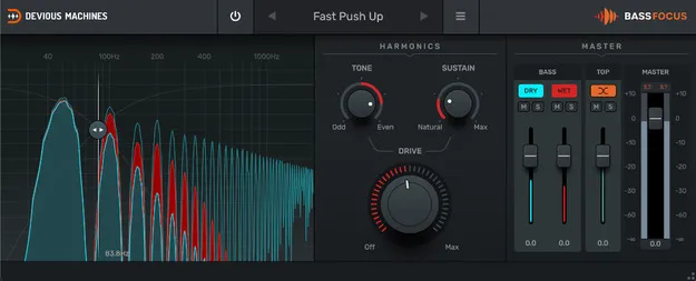 Bass Focus by Devious Machines bass enhancer plugin interface