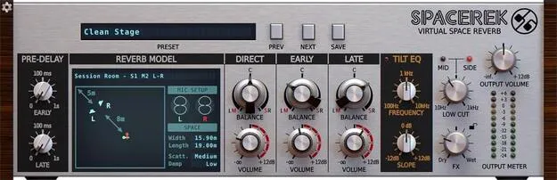 Spacerek reverb plugin by D16 Group interface