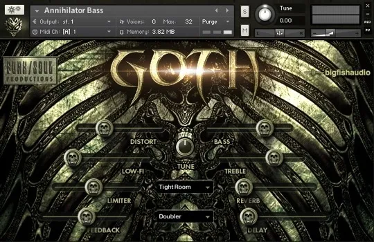 GOTH heavy metal Kontakt instrument by Big Fish Audio interface