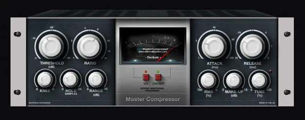 Master Compressor by Minimal System Group VST2 compressor plugin interface with VU meter