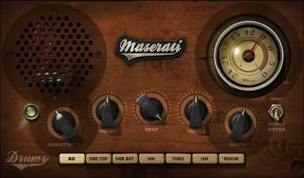Maserati DRM drum FX plugin interface by Waves