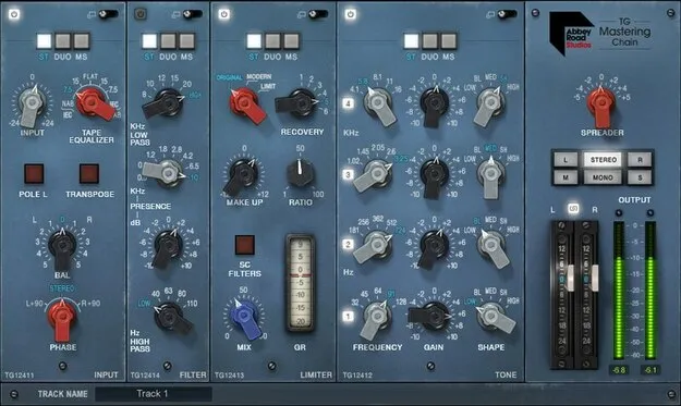 Abbey Road TG Mastering Chain by Waves mastering plugin interface