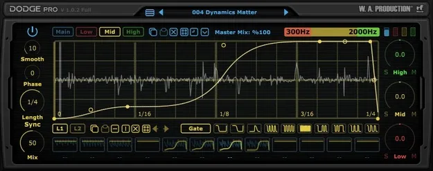 Dodge Pro by W. A. Production multiband volume shaper plugin interface