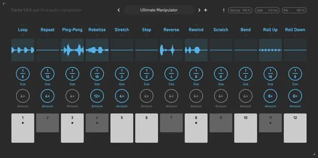 Cache by Sinevibes MIDI-controlled audio effect plugin interface