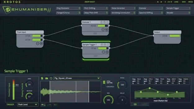 Dehumaniser 2 by Krotos vocal processing plugin interface