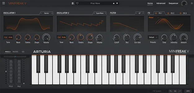MiniFreak V by Arturia hybrid synth plugin interface