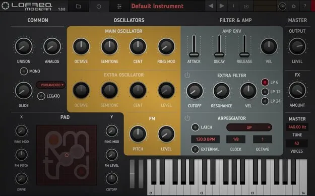 RetroMod LoFreq Modern by Tracktion virtual instrument plugin interface