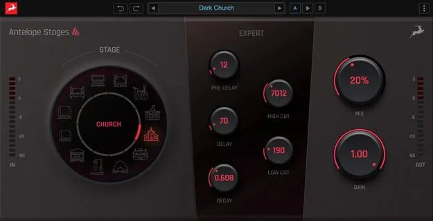 Stages reverb plugin by Antelope Audio interface