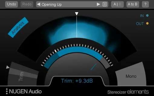 Stereoizer Elements stereo width plugin by NUGEN Audio interface