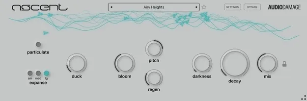 Ascent by Audio Damage dual reverb plugin interface