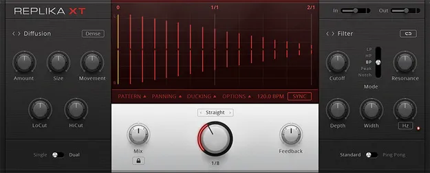 Replika XT delay plugin interface by Native Instruments