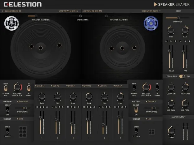 Celestion Speaker Shaper by Softube speaker cabinet designer plugin interface