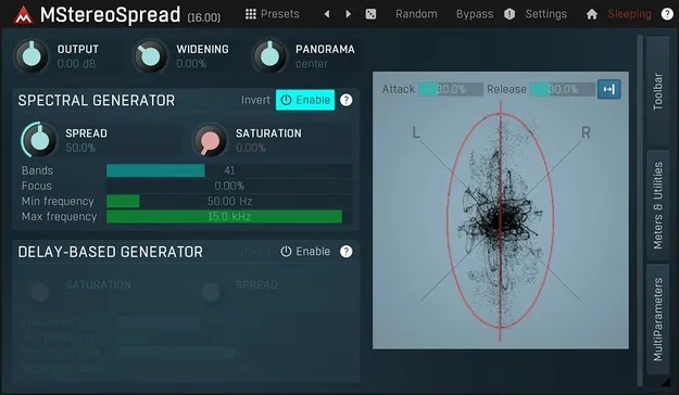 MStereoSpread stereo width plugin interface by MeldaProduction