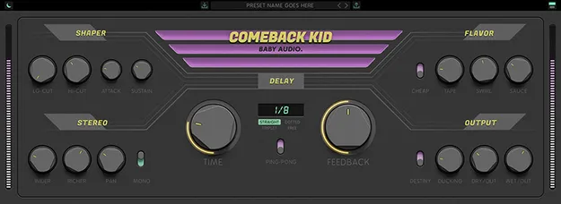 Comeback Kid delay plugin interface by Baby Audio