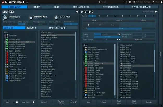 MDrummer drum machine and virtual drummer plugin interface by MeldaProduction