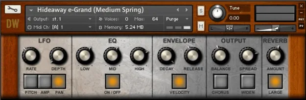 The Hideaway e-Grand by Loot Audio electronic piano Kontakt instrument interface
