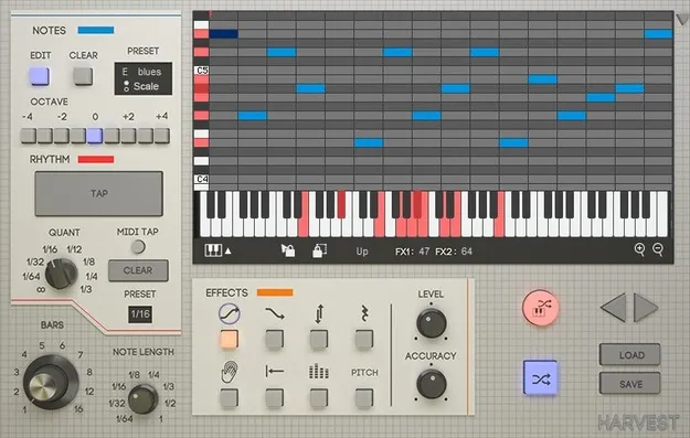 Harvest MIDI sequence generator plugin interface by Harvest Plugins