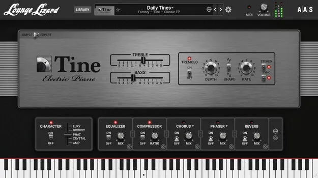 Lounge Lizard EP-5 electric piano plugin interface by Applied Acoustics Systems
