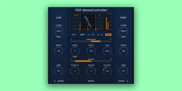 PSP StereoController2 stereo width and correction plugin interface by PSP Audioware