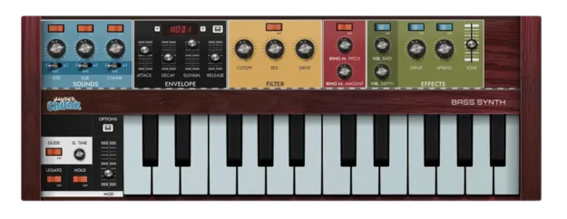 Super Chunk vintage bass synthesizer plugin interface by Safari Audio