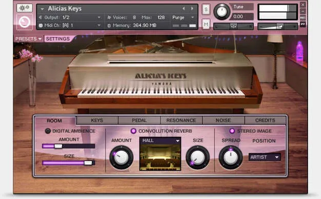 Alicia's Keys piano instrument by Native Instruments Kontakt interface