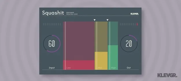 SquashIt multi-band distortion plugin interface by Klevgrand