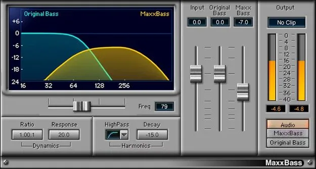 MaxxBass by Waves bass enhancer plugin interface