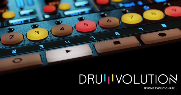 Drumvolution drum instrument plugin interface by Wave Alchemy