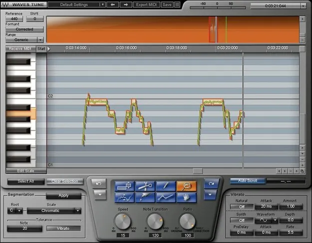 Waves Tune pitch correction plugin interface by Waves