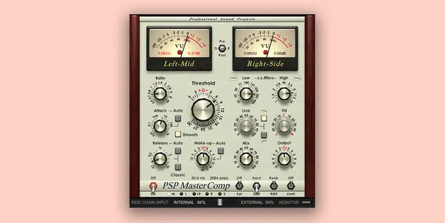 PSP MasterComp stereo dynamics processor plugin interface by PSP Audioware