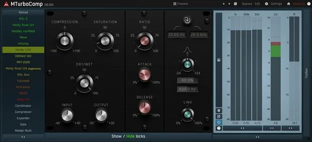 MTurboComp compressor plugin interface by MeldaProduction